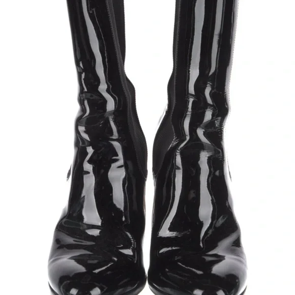 Chanel Black Patent Leather Heeled Boots - Picture 7 of 7